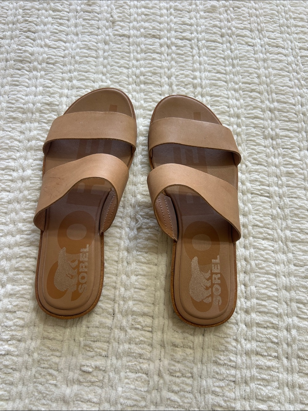 Sorel Women's Tan Dual-Strap Slide Sandals
